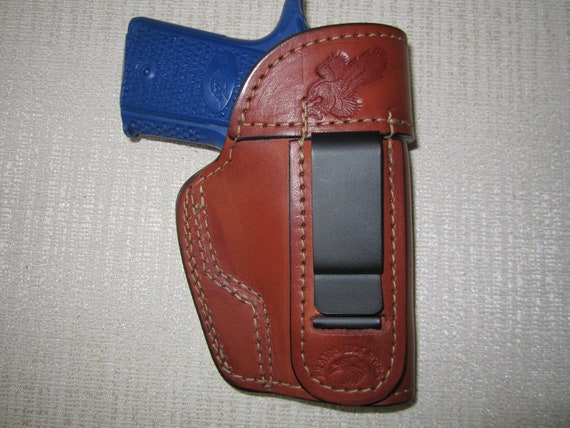 XDS 3.3 45 cal /& 3.3 9mm R hand formed BROWN leather holster with shield IWB