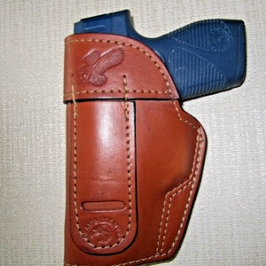 BROWN leather ambidextrous holster, Fits Taurus 709 Slim, Kahr cw45