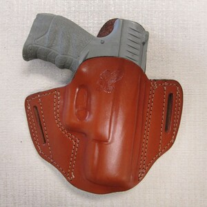 Walther CCp formed BROWN leather 2 slot OWB pancake slide holster