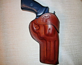 Ruger Gp100 357 Mag. 4.2" Barrel, Formed Brown Leather Right Hand Owb Holster