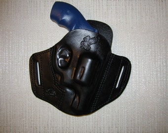 S&W J Frame Formed Leather Pancake Revolver Holster, Owb Belt, Right Hand
