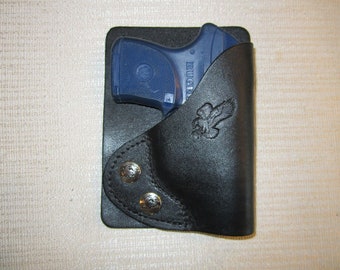 Braids Holsters, Ruger lcp,Keltec p3at,Kahr p380,Taurus tcp,db 380, leather left hand wallet holster