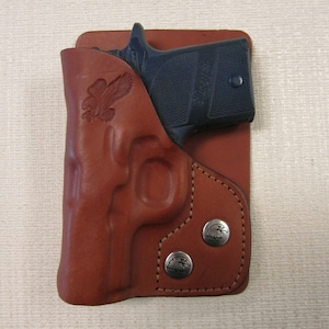 Fits Sig Sauer P938 formed BROWN leather wallet & pocket holster right hand