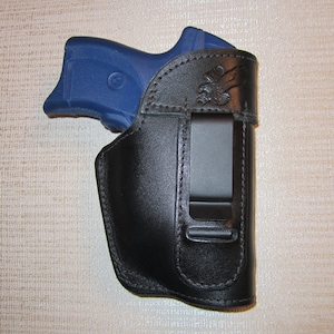 Ambidextrous Leather Holster: Ruger LC9 & Kahr PM9 with Crimson Trace Laser