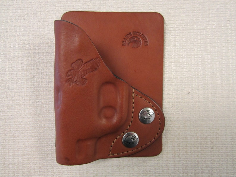 Braids Holsters, RUGER LCP 2 BROWN leather wallet & pocket holster right hand zdjęcie 4