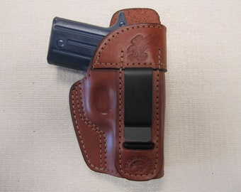 Fits Sig P238  Iwb formed BROWN leather holster with body shield right hand