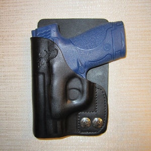 Braids Holsters, Smith and Wesson M&P SHIELD 9MM and 40 CAL. leather right hand, wallet and pocket holster