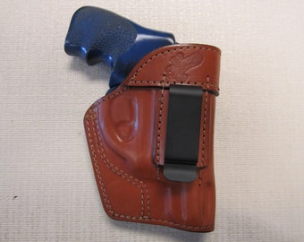 Ruger Lcr 38 cal.,  IWB, ambidextrous formed BROWN leather revolver holster