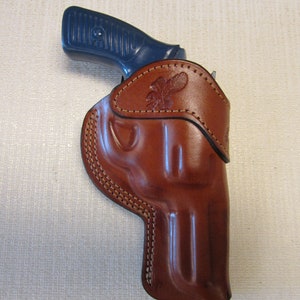RUGER SP101 357 mag, with 3&quot; barrel, formed BROWN leather owb, belt holster right hand