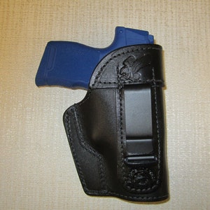 Fits SIG P365 IWB leather holster, right or left hand ambidextrous