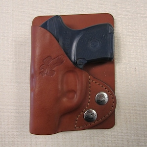 Braids Holsters Ruger lcp or Keltec p3at BROWN leather wallet & pocket holster right hand