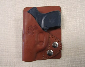 Braids Holsters Ruger lcp or Keltec p3at BROWN leather wallet & pocket holster right hand