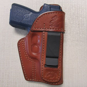 Braids Holsters Kahr Pm9 & Cm9, Iwb right hand, formed BROWN  leather holster with shield