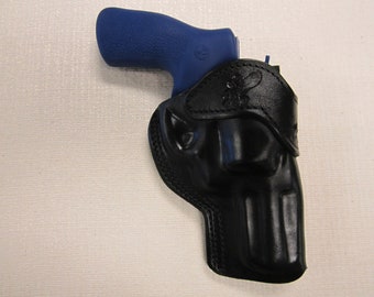 RUGER GP100 44 Special & 357 magnum with 3" barrel, formed leather RIGHT HAND belt holster