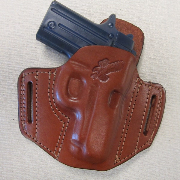 SIG SAUER P238, funda tipo panqueque de cuero MARRÓN moldeada, mano derecha