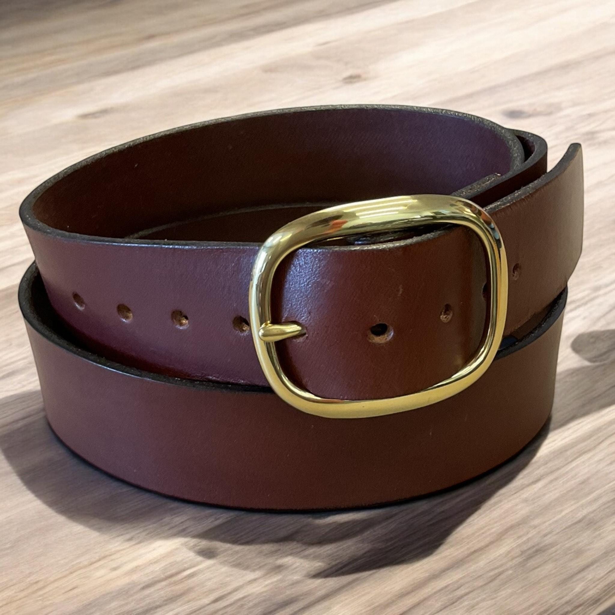 Womens Leather Belt Oval Buckle - Etsy display picture 1