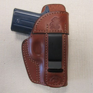 Fits Sig P238 formed BROWN leather IWB holster with body shield Right hand