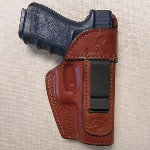 Glock 19/23/32, IWB right hand BROWN leather holster with shield right hand