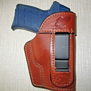 IWB BROWN leather holster, right or left hand-Keltec pf9, Ruger lc9, Kahr pm9