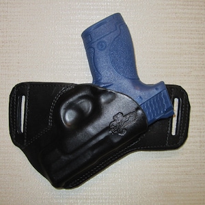 S&W M and P Shield And, 9 - 40, formed leather sob, owb belt holster, right hand, ultra slim design
