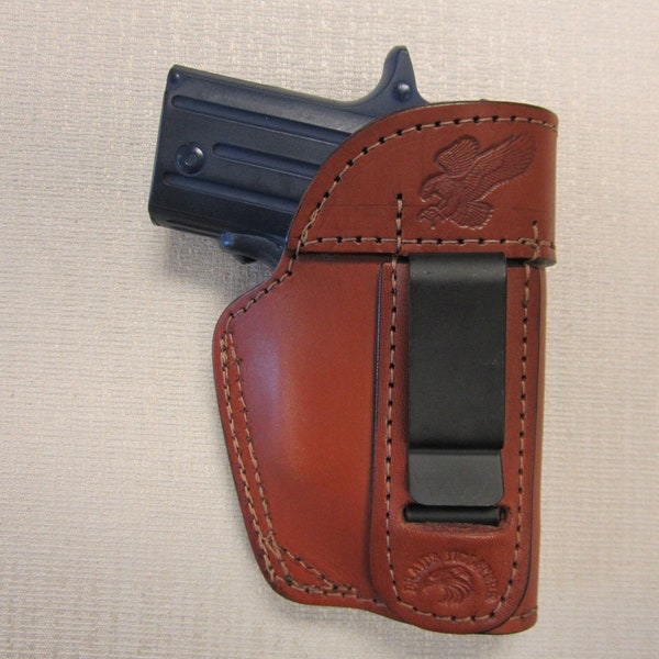 Fits Sig P238 & P938 with lasers, iwb,owb,sob, BROWN leather ambidextrous holster