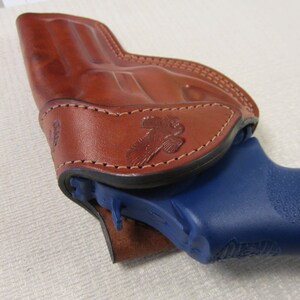 RUGER LCRX & Lcr with 3" barrel, formed BROWN leather owb, belt holster right hand image 5