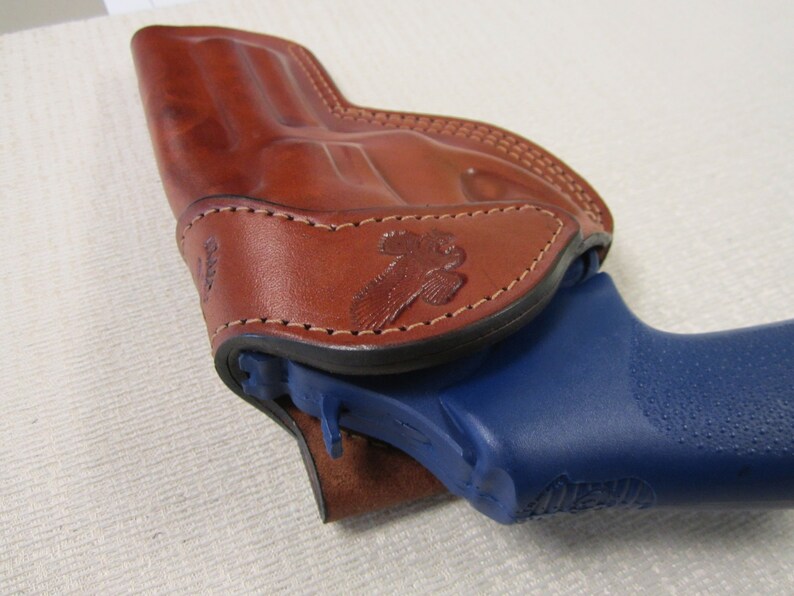 RUGER LCRX & Lcr with 3" barrel, formed BROWN leather owb, belt holster right hand image 5