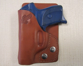 Braids Holsters, Ruger lc9 & lc9s formed BROWN leather right hand, wallet holster or pocket holster