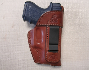 Glock's 26,27,33,Iwb  right hand BROWN leather holster with body shield