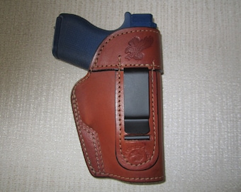 Glock 43 BROWN leather ambidextrous iwb & owb holster right and left hand