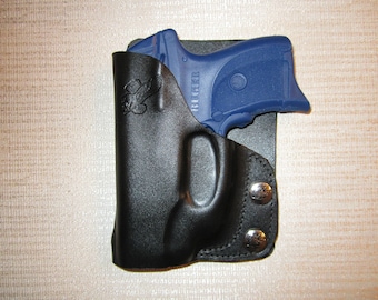 Ruger lc9 with crimson trace formed leather right hand, wallet & pocket holster