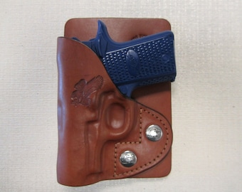 Cartera y funda de bolsillo de cuero Kimber Micro 380 MARRÓN para mano derecha