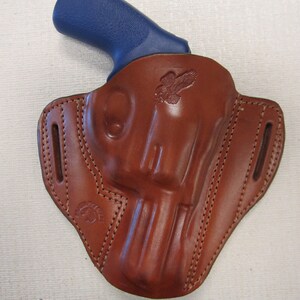 FITS Ruger LCRX 3&quot; barrel, formed BROWN leather,owb, Pancake belt holster