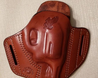 Ruger Lcr 38 Formed Brown Leather Pancake Revolver Holster, Owb Belt, Right Hand
