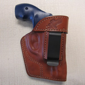 Smith & Wesson 2&quot; j frame,  IWB, ambidextrous formed BROWN leather revolver holster