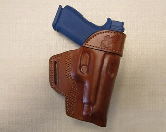 GLOCK 48, formed BROWN leather OWB belt holster, right hand