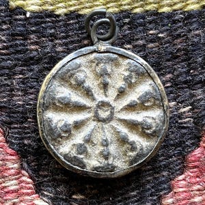 Rustic Dharma Wheel Pendant - 1 1/8 Inch - 28mm