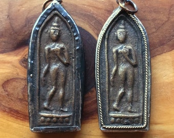 Copper Walking Leela Buddha Pendant from Thailand - 1 1/2 Inches - 52 mm