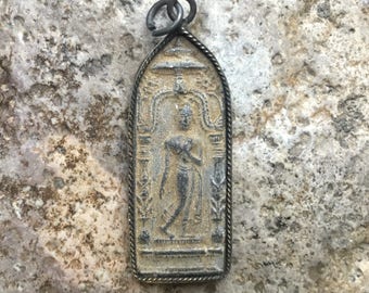 Brass or Bronze Walking or Standing Buddha Pendant from Thailand - 1 7/8 Inches - 48 mm