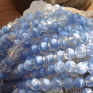Vintage German 5 mm Blue Round Givre Beads _50
