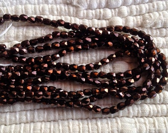 Dark Bronze-Copper Czech True 2 mm Fire Polish - 50 Beads