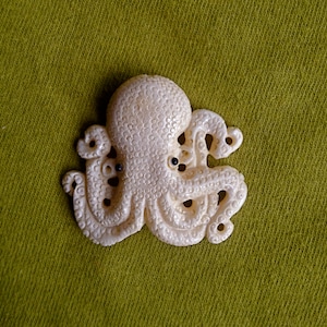 Carved Bone Octopus Bead - 1 1/2 Inches - 37mm