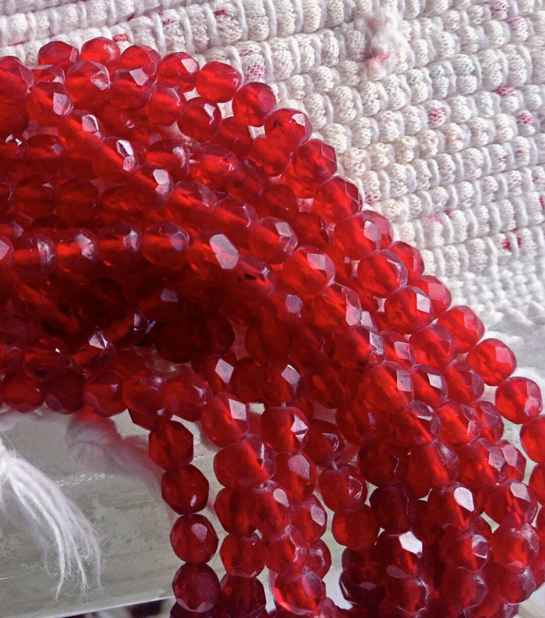 Vintage 4mm Translucent Ruby Red Glass Faceted Beads (48) - Etsy