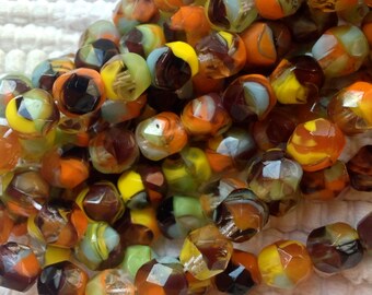 Czech 6 mm Fire Polish - Multi-Color 25 Beads