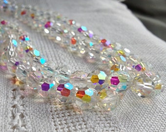 Cuentas facetadas de cristal AB de corte checo vintage de 8 mm - 15