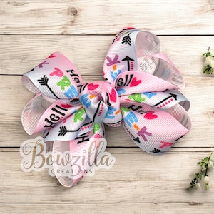 Back to School Ribbon Hair Bow, Pre-K School Bow, School Hair Bow for Girls, Kindergarten School Bow, First Grade School Bow, First Day