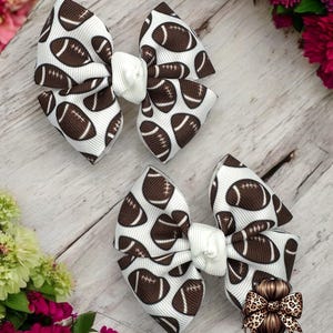 Football Pigtail Hair Bows - Fall Football Bows - Fall Football - Girl Football Hair Bows- Football Bows- Ribbon Hair Bows- Girls Football