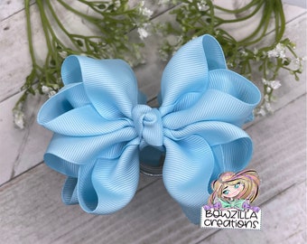 Solid Blue Hair Bow | Blue Bow | Girls Hair Bow | Bow Headband | Octopus Hair Bow | Ribbon Hair Bow | Gift For Girls | Blue Ribbon Bow