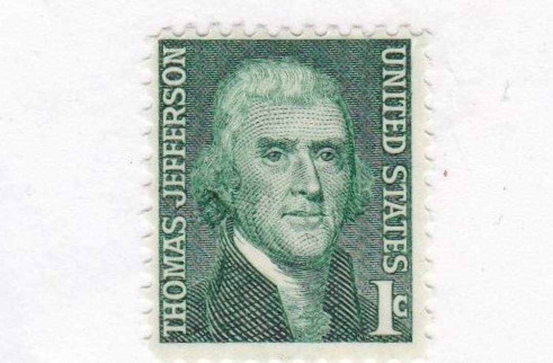Thomas Jefferson 1c Unused Vintage 1968 Postage Stamps for Mailing