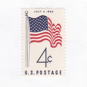 50-Star U.S. Flag 4c Unused Vintage 1960 Postage Stamps for Mailing - Collecting - Crafts. Scott Catalog 1153